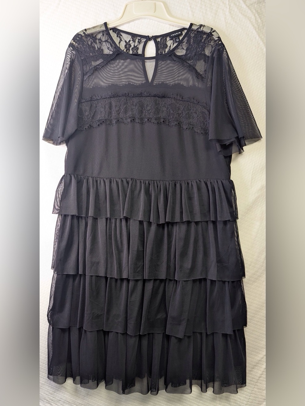 8 torrid Black Lace Yoke Mesh layered tulle Dress
